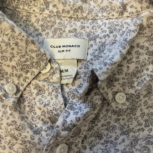 ✨SOLD✨Club Monaco Men’s Medium Slim Fit Floral Linen Button Up - Picture 2 of 3